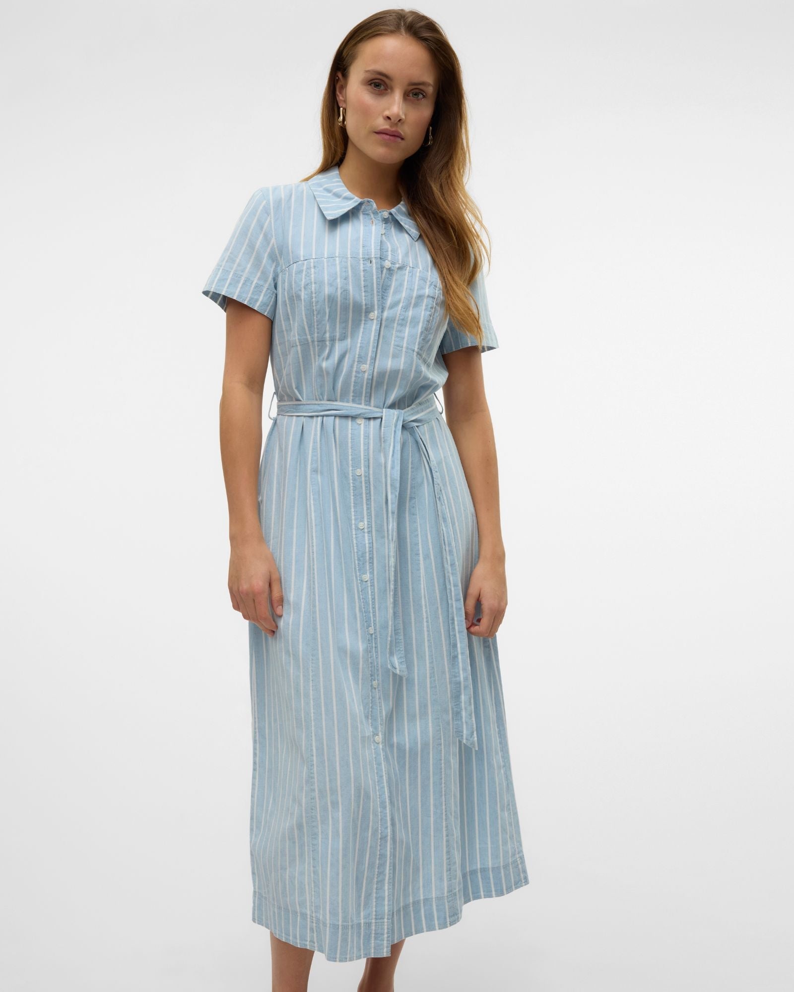 VMVIO STRIPED MIDI DRESS
